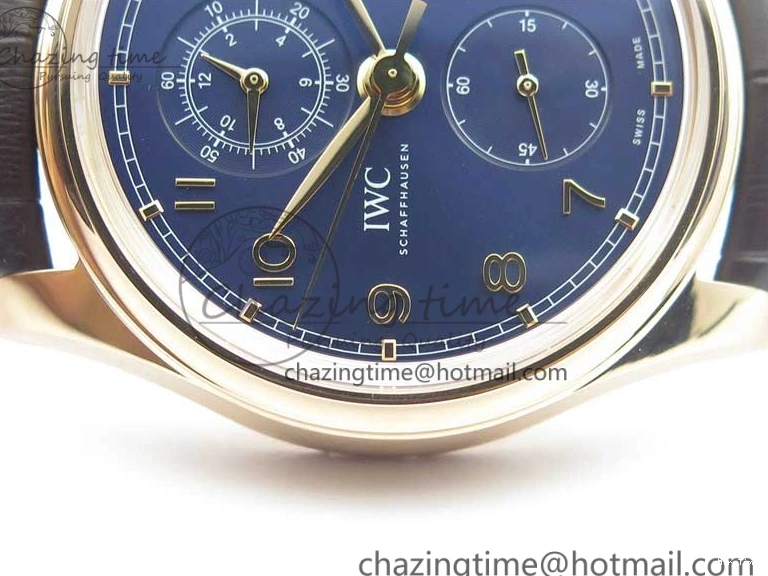 MIROTIME 0417 Portugieser Chrono  42 IW390406 RG ZF 1:1 Best Edition Blue Dial on Brown Leather Strap A Durable 7129